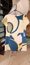 Marc Jacobs Sheath Dress Geometric Blue Yellow Cream Short Sleeve Pockets Size 4