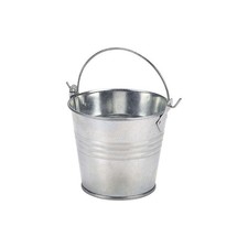 Case of 12 Genware Galvanised Steel Serving/Chip Buckets 8.5cm Dia 300ml/10.6oz
