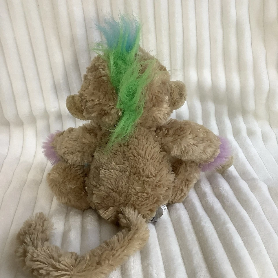 Webkinz Mohawk Monkey Brown Purple Blue Green Stuffed Animal Ganz 8” - Image 3 of 4