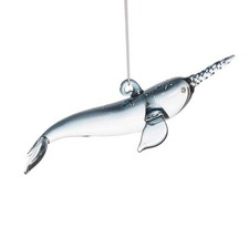 &F Home Narwhal Blown Glass Ornament 5 Inch New