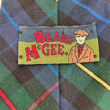 Beans McGee Tie Green Blue Red Tartan Plaid Pattern Cotton Made in USA