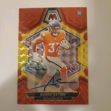 2024 Panini Mosaic Audric Estime #392 Red Yellow Choice Rookie Auto - Broncos