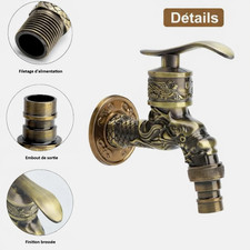 Robinet de jardin extérieur mural 12 pouces en alliage de zinc vintage design d