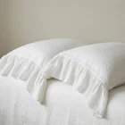100% Linen Pillowcase with Ruffles, Ruffled Sham Natural Flax