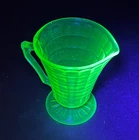 BLOCK OPTIC Creamer Green Uranium Hocking Glass - 1929-33 Depression Era