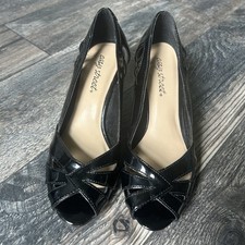 Easy Street Black Patent Peep Toe Heels Women  s Shoes Size 6.5