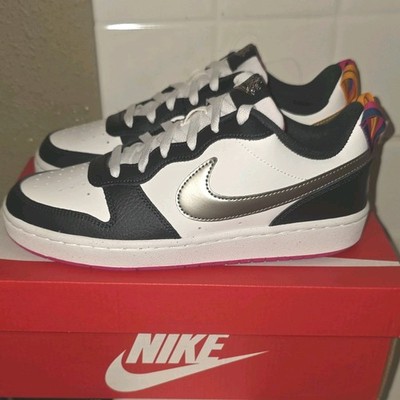 Nike Court Borough Low 2 SE 6.5Y Womens 8 Metallic White Pewter DJ0040 100