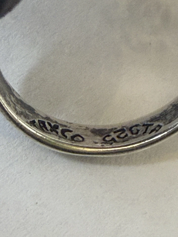 Anillo de cuarzo ahumado vintage Taxco GT-25 plata esterlina renacimiento victoriano México Foto 4 de 4