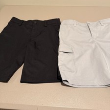 Lot Of 2 Under Armour Boys Youth Medium Golf Shorts Black Gray EUC Side Button