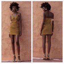 Zara Carmel Cut Out Mini Dress Size Small NWT