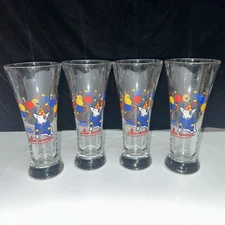 SET OF 4--Vintage 1987 Bud Light PARTY SPUDS MACKENZIE Budweiser Mascot Glasses