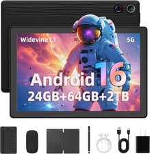 Android 16 Tablet 10 Inch, 24GB 64GB 2TB TF, 6000mAh, Dual Camera, Face ID, WiFi