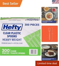 Heavy Duty Plastic Spoons, 300 Count, Bulk Clear Disposable Spoons for Office...