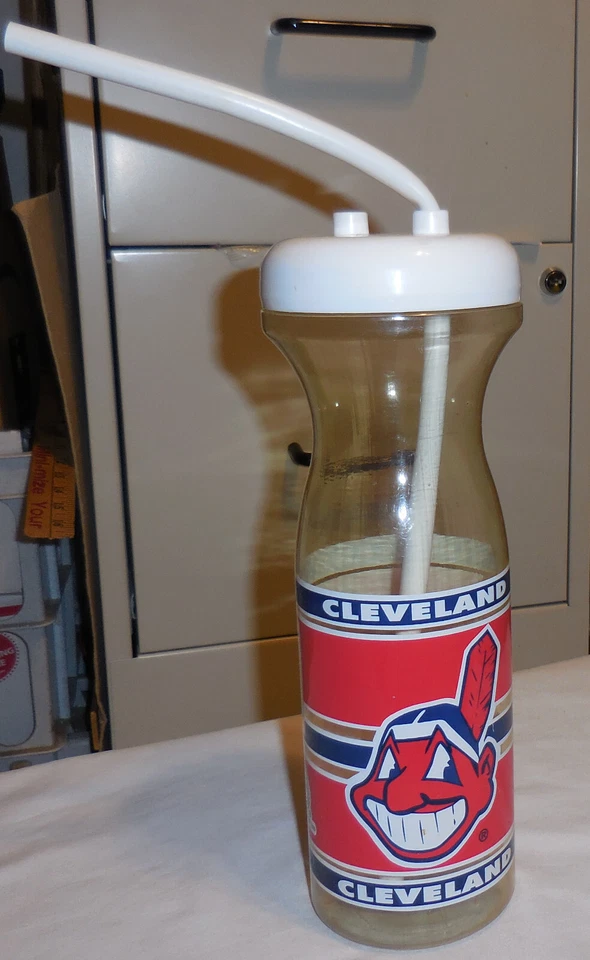 1 ad reusable drink bottle Cleveland Indians Ohio Chief Wahoo MLB Baseball VTG - Image 3 of 4