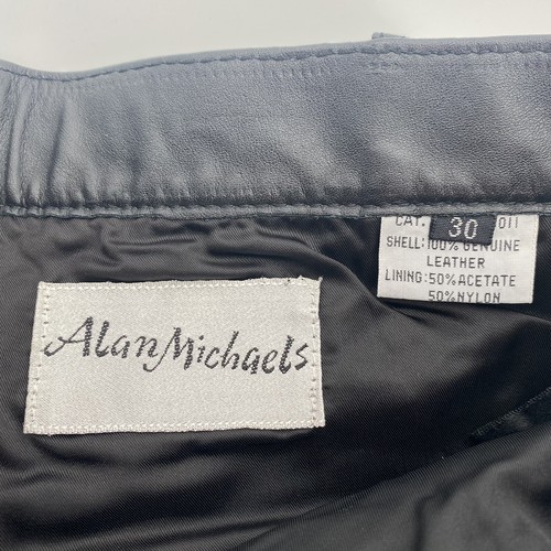Pantalones de Colección Alan Michaels Cuero Negro Motociclista Pierna Recta Talla 30 (sin dobladillos) - Imagen 5 de 10