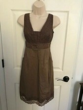 Anthropologie Moulinette Soeurs Brown Sleeveless w/ Front Pockets Dress, Size 4