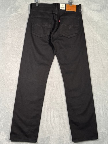 Levis Jeans Mens 32x32 Black Denim 501 Button Fly 93 Straight Stretch Premium - Picture 6 of 12