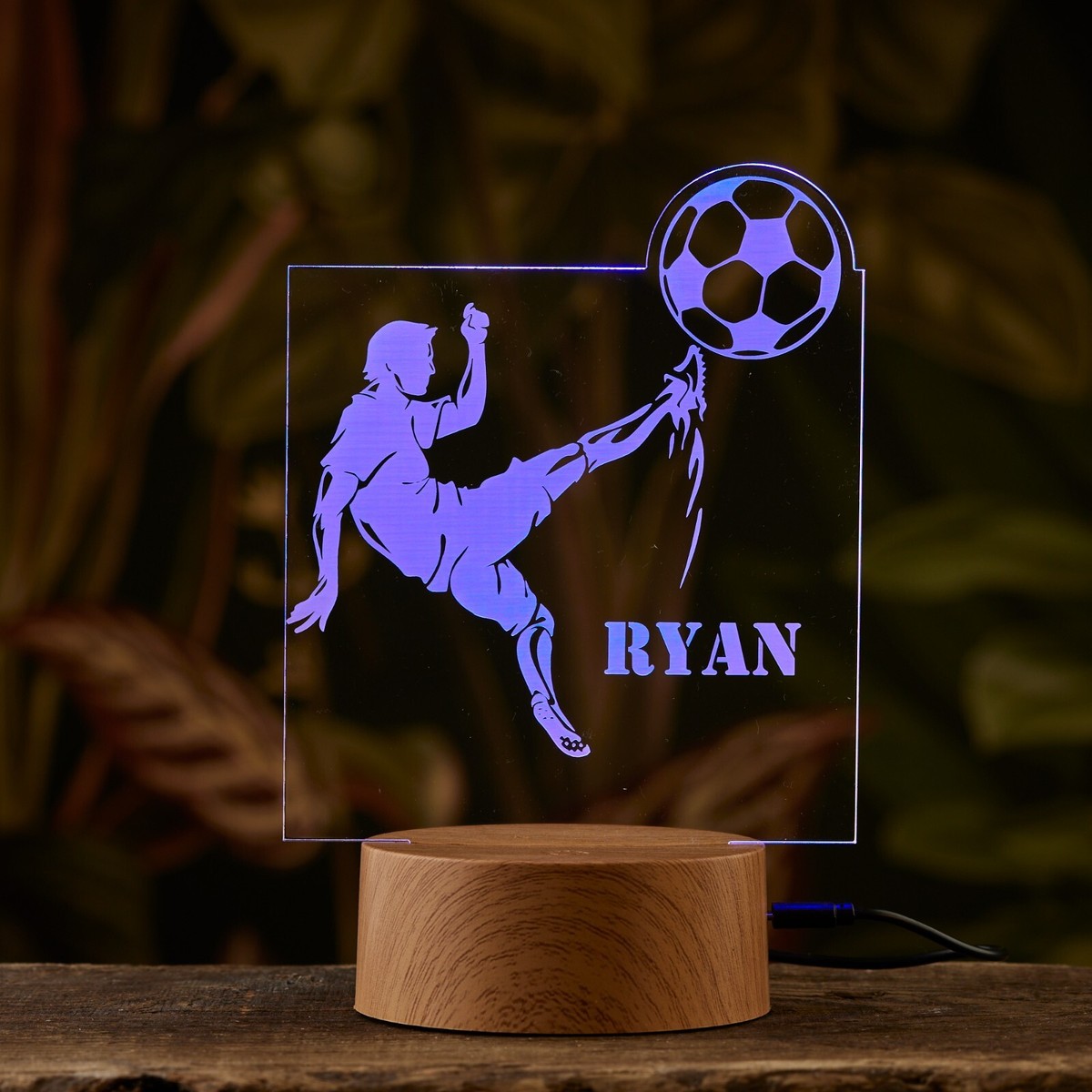 Personalised Footballer Design Gift Lamp Night Light Kids Bedroom - Main Image