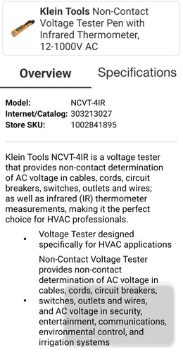 Klein Tools NCVT-4IR Probador de voltaje sin contacto con termómetro infrarrojo láser - Imagen 11 de 12
