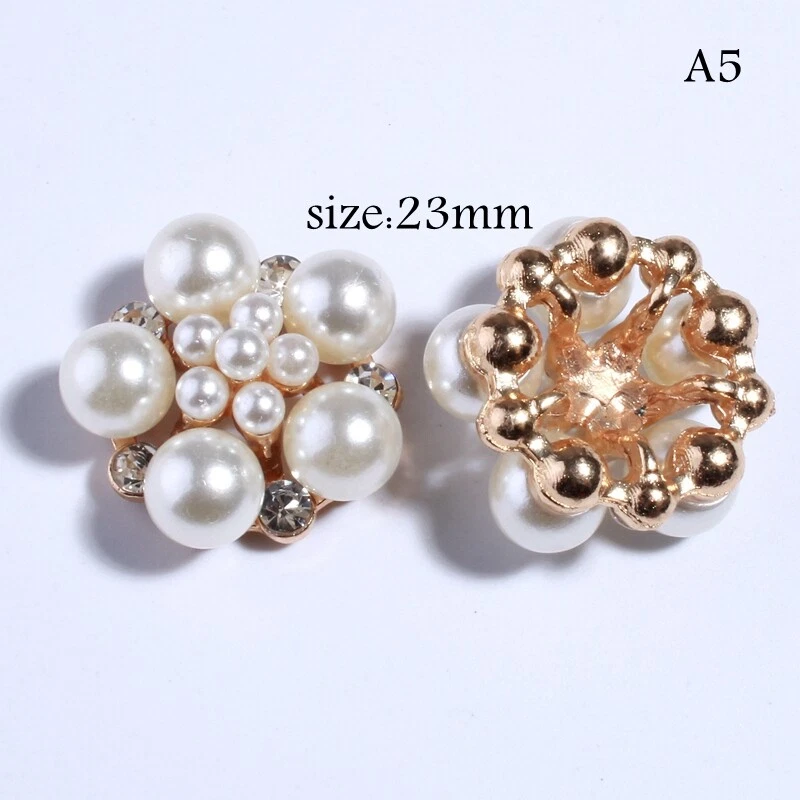 15PCS 23MM Newborn Silver Rhinestone Button Wedding Wine Pearls Decoration Cloth - Image 2 of 3