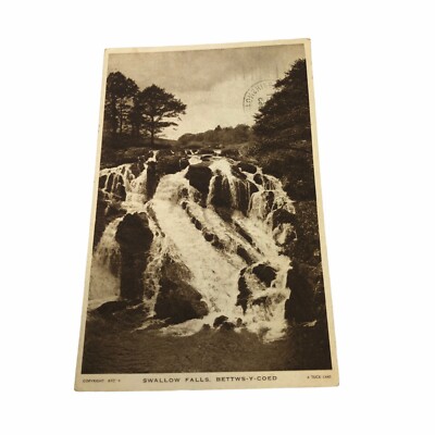 Postkarte Swallow Falls Bettys y Coed. Raphael tuck gebraucht Queen Briefmarke Leeds
