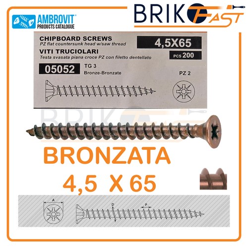 VITI PER LEGNO BRONZATE TPS VARIE MISURE DA 3-3,5-4-4,5-5-6 VITI PER TRUCIOLARE - Foto 35 di 68