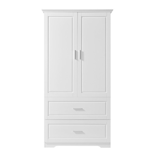 Tall Bathroom White Storage Cabinet 2 Doors&Drawers,MDF, Adjustable Shelf - Picture 21 of 24