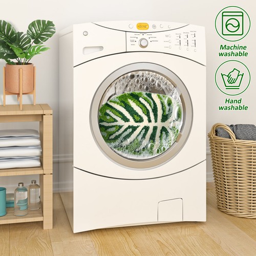 Green Leaf Mat Non Slip Palm Shaped Bathroom Mat Super Absorbent Bathroom VV - Picture 5 of 10