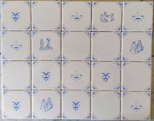 Blue and White Delft Style Dutch Kitchen Pane...