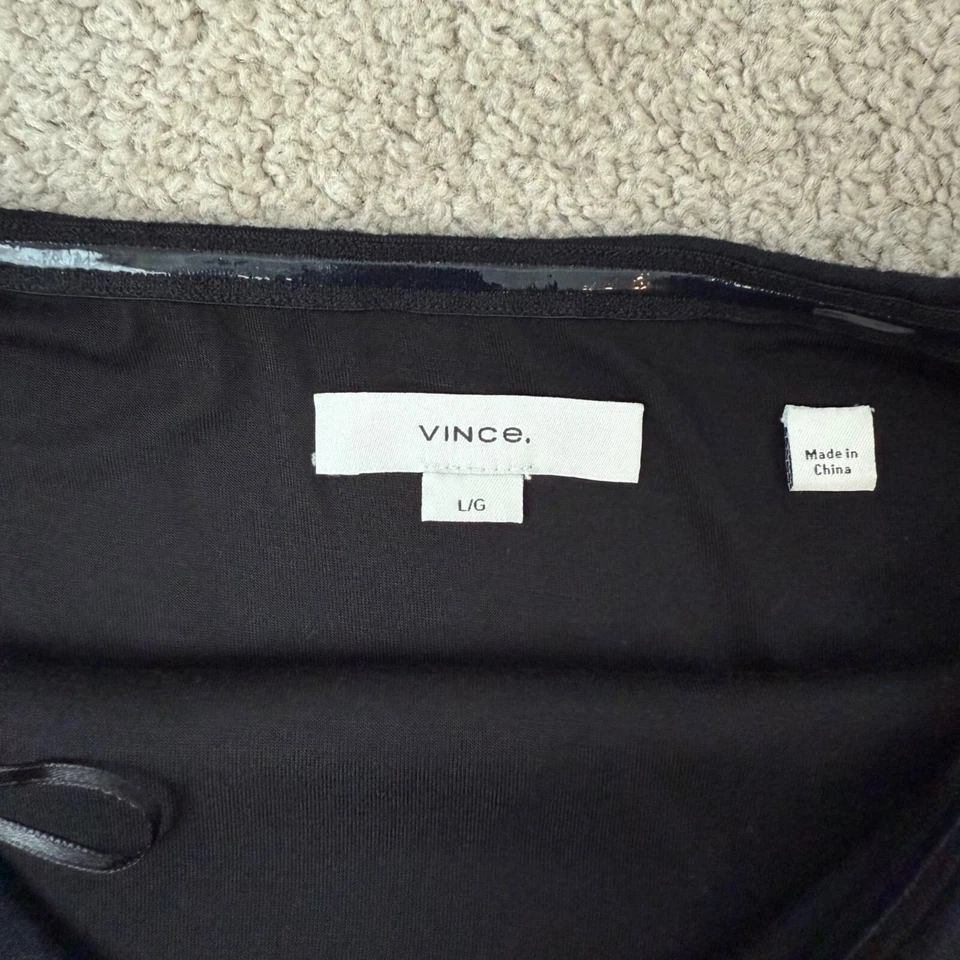 Top tubo sin tirantes Vince mezcla de lana para mujer talla L negro recortado chic Foto 3 de 4