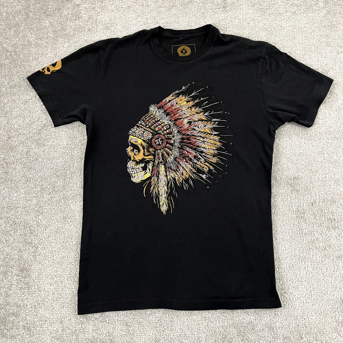 ZERO FOXTROT Shirt Mens Medium Black Skull Indian Head ZERO FOXTROT Shirt Mens Medium Black Skull Indian Head