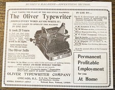 Permanent Profitable Employment Standard OLIVER TYPEWRITER Co. Vtg 1899 Print Ad thumbnail