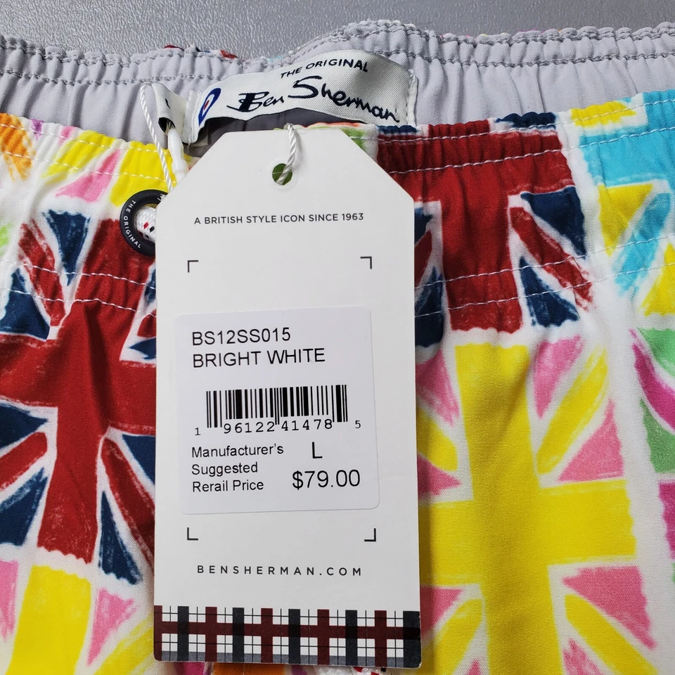 NOVO Bermuda de Natação Masculina Ben Sherman Bandeira da Inglaterra AOP Colorida - Imagem 2 de 4