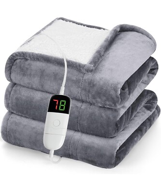 Greenoak Electric Heated Blanket Throw 50X60 Misty Grey Color 