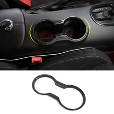 Cup Holder Cover Decoration Panel Trim fit for Ford Mustang 2015+ Carbon Fiber