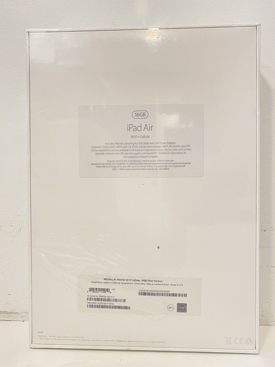 Apple iPad Air A1475 16 GB, Wi-Fi + 4G, 9.7 in - Silver for sale