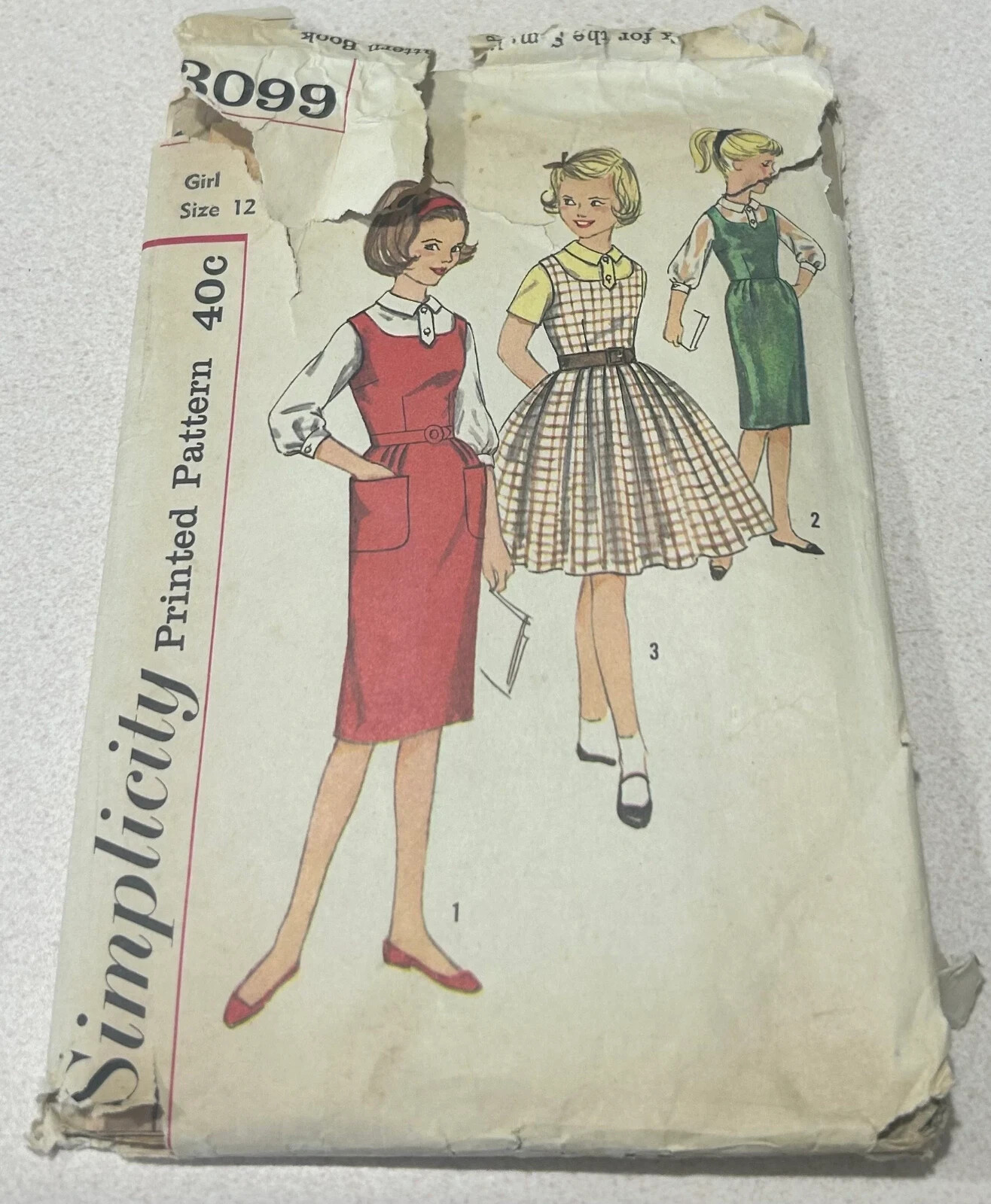 1960s Vintage Simplicity Girls Blouse & Dress/Jumper Pattern