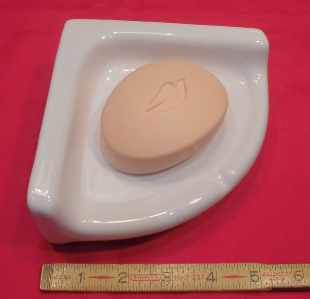 Ceramic *Glossy White* Small Corner BathShower Soap DishTrayShelf 6