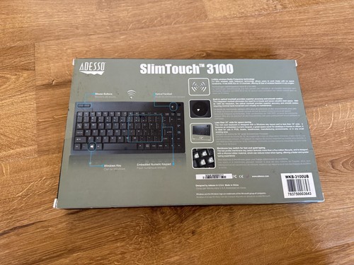 Tastiera mini trackball wireless Adesso SlimTouch 3100 NUOVISSIMA sigillata - Foto 2 di 8