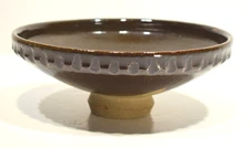 MCM 1961 Studio Pottery Pedestal Bowl By Chicago Potter William Hoffman