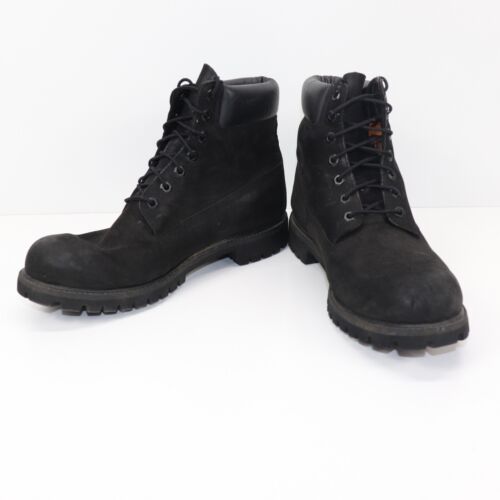 Timberland Original 10073 Waterproof Men’s 6” Boots Size 12 M Black Suede Nubuck - Afbeelding 1 van 11
