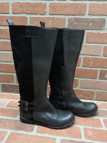 CALL IT SPRING Black Leather/Suede Side Zip Mid Calf Boots Women’s Size 8.5 - Picture 6 of 9
