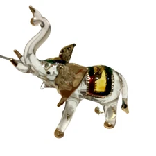 Hand Blown Glass Elephant Figurine Art Home Decor r Gift Souvenir X 2 Pcs.