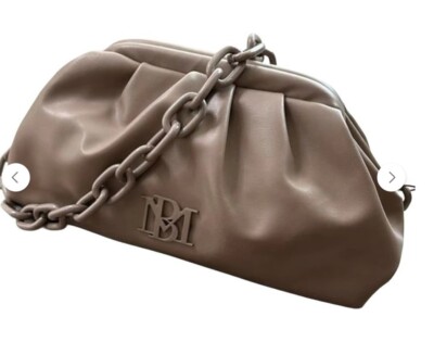 NWT BADGLEY MISCHKA Wrapped Frame Logo Crossbody Bag Grey