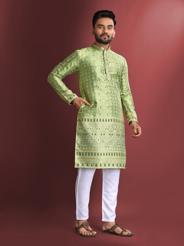 Men Kurta Set Indian Suits Pakistani Kurta Pyjama Wedding Party Groom Sherwani