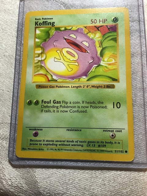 Koffing Pokemon Card 51 102 Shadowless In Excellent Condition EBay