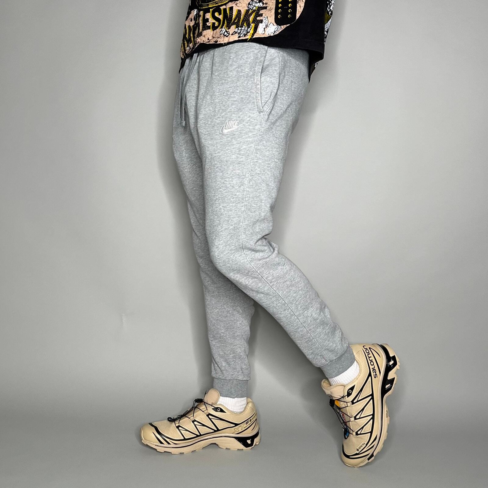 Nike Mens Light Grey Cotton Joggers with White Swoosh S-image