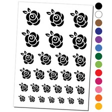Rounded Rose Flower Temporary Tattoo Water Resistant Set Collection