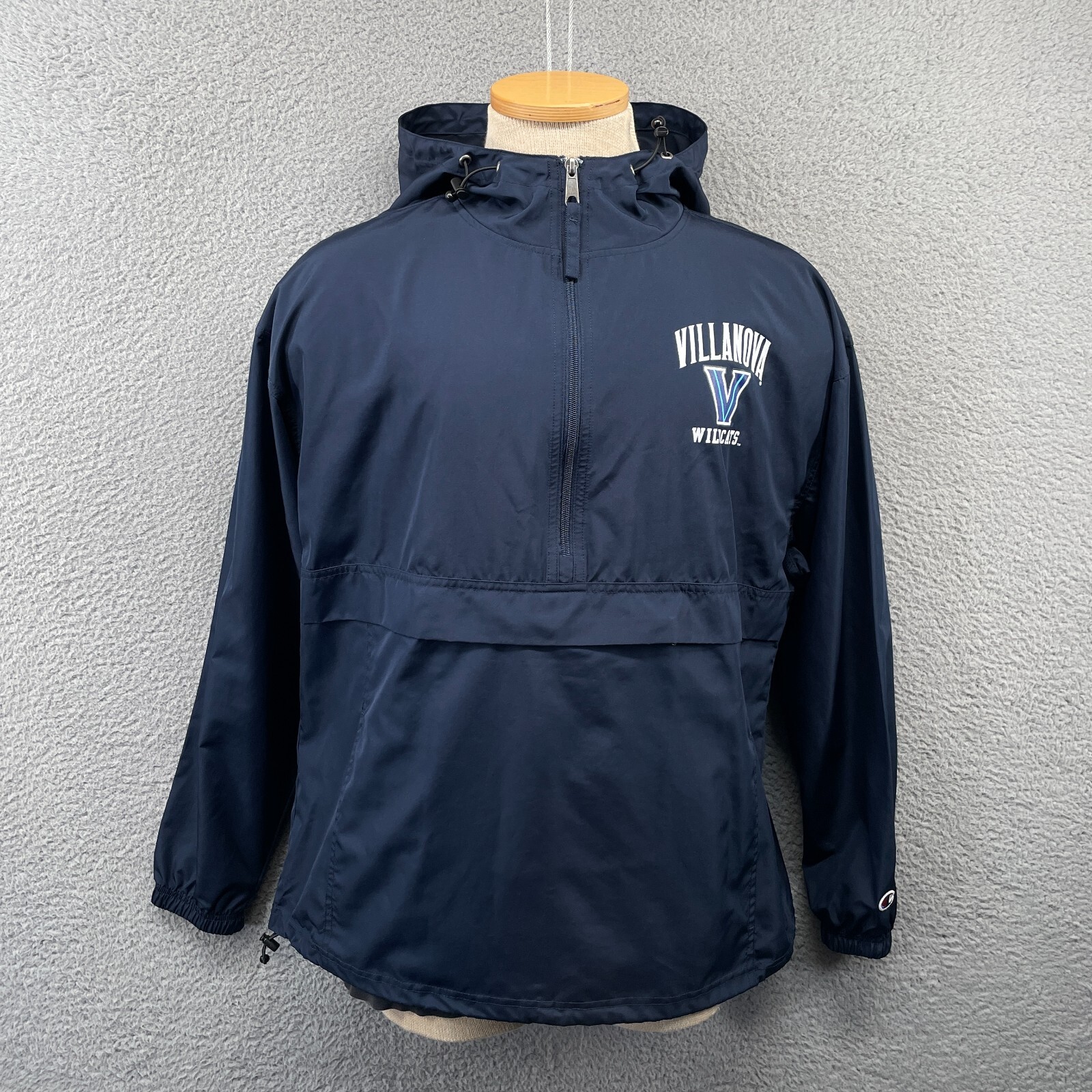 Villanova Wildcats Jacket Mens Large Navy Blue Lightweight Half Zip Windbreaker