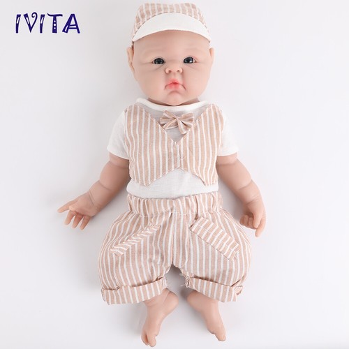 19'' Silicone Reborn Baby Boy IVITA Handmade Floppy Silicone Doll Kids Present - Picture 7 of 15